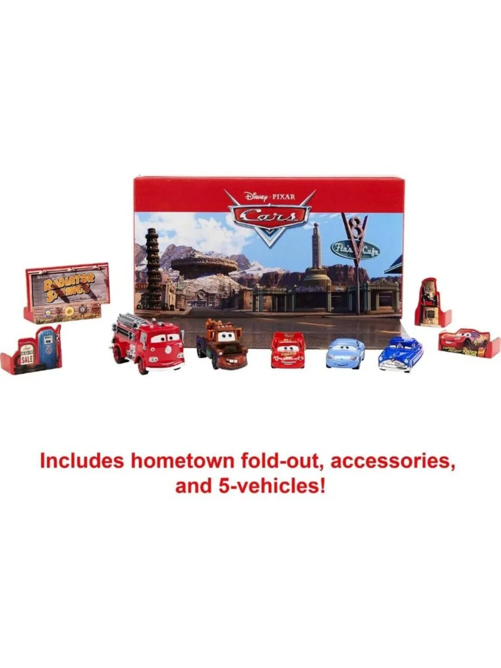 Collectible 5-Pack Toy Cars Set with Fire Truck - Disney Pixar Radiator Springs